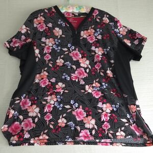 Woman's Premier By Healing Hands 3X Scrub Top 1/4 Zip Two Pocket Cute!!!